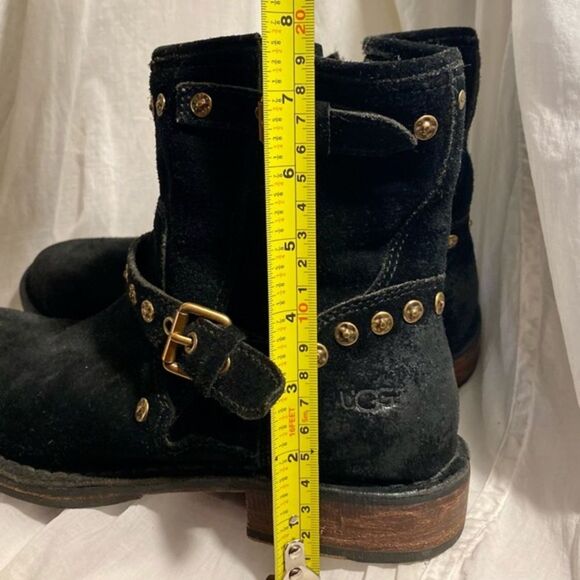 UGG Fabrizia Studded Distressed Black Suede Moto Boots 1003235 Sz 8 - Picture 13 of 13